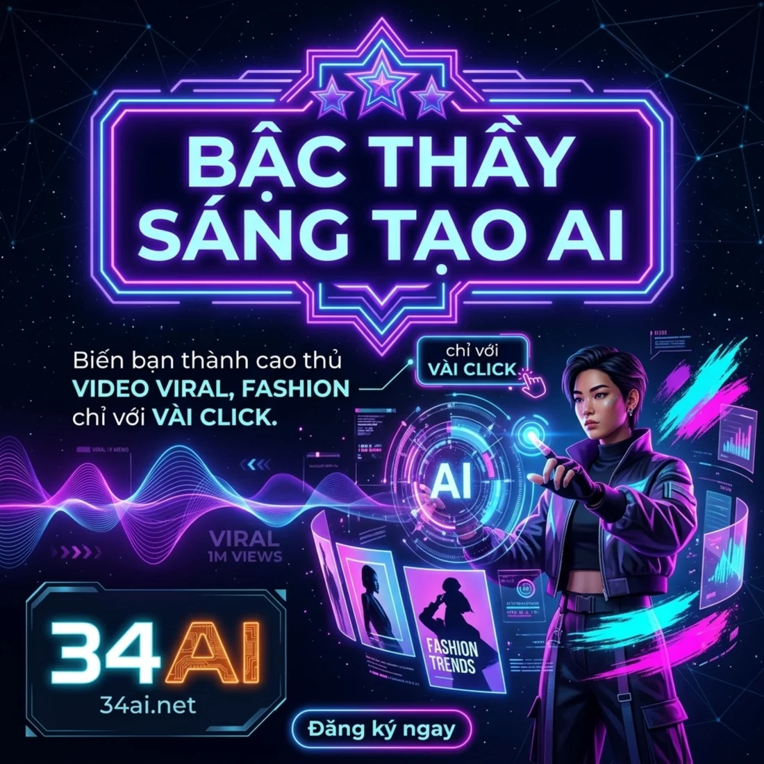 Ấn phẩm truyền thông giới thiệu công cụ sáng tạo 34AI Studio